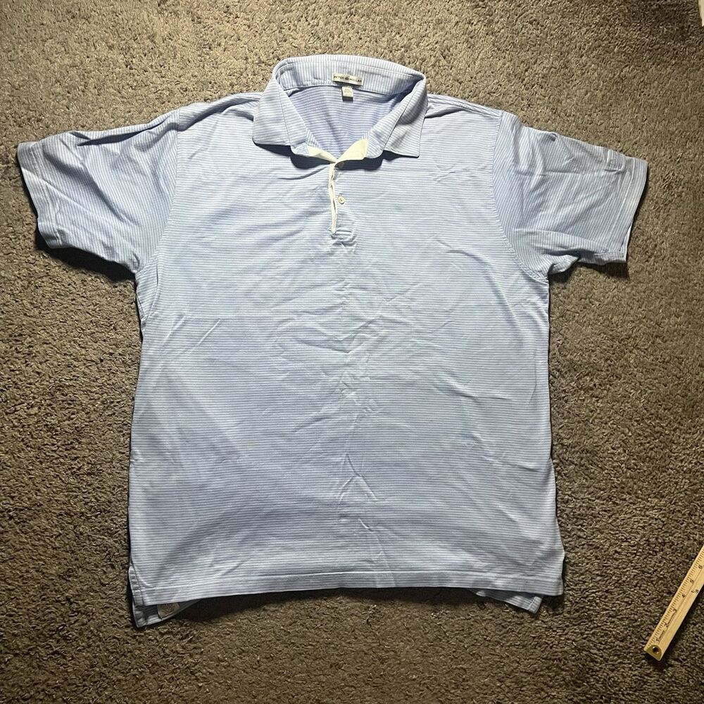 PETER MILLAR Golf Polo Shirt Mens XXL Blue Geometric Design 100% Cotton